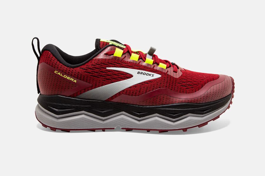 Mens Brooks Caldera 5 Trail Shoes Red/Black/Nightlife | 231865-HIC